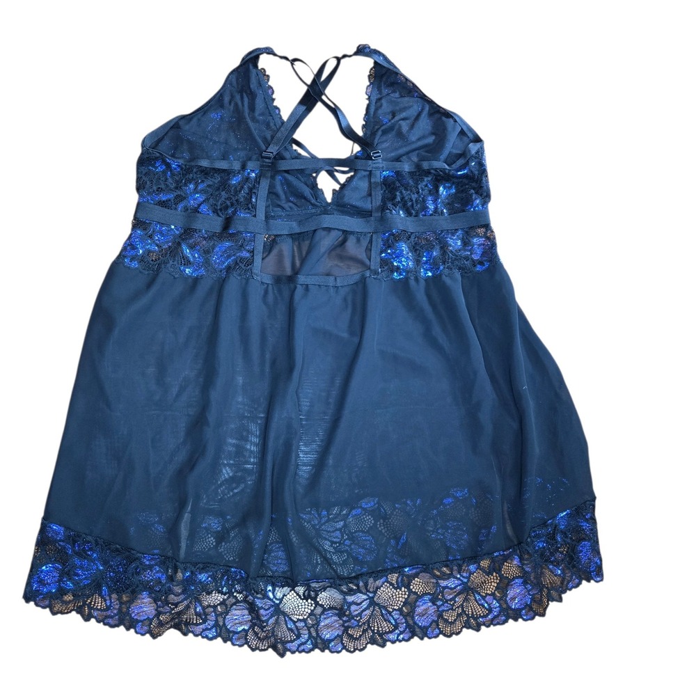 Torrid Black violet Blue Metallic Lace Butterfly Babydoll Chemise size 3 gothic - Picture 2 of 7